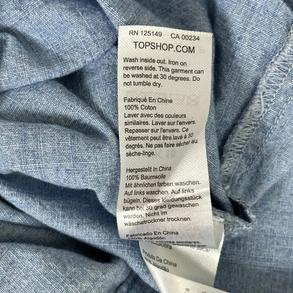 Topshop Ruffle Sleeve Chambray Button Front Dress - Picture 9 of 10